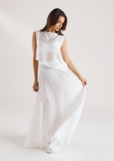 Sheer Maxi Nederdel - Hvid