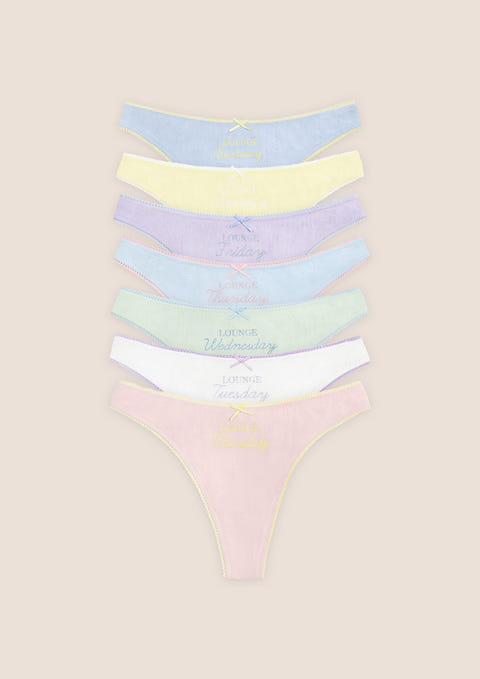 Days of the Week Thongs (7-pakke) - Multicolour Pastel