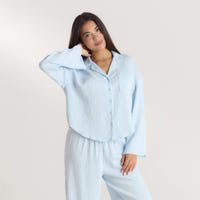 Crinkle Pyjamasskjorte - Blå