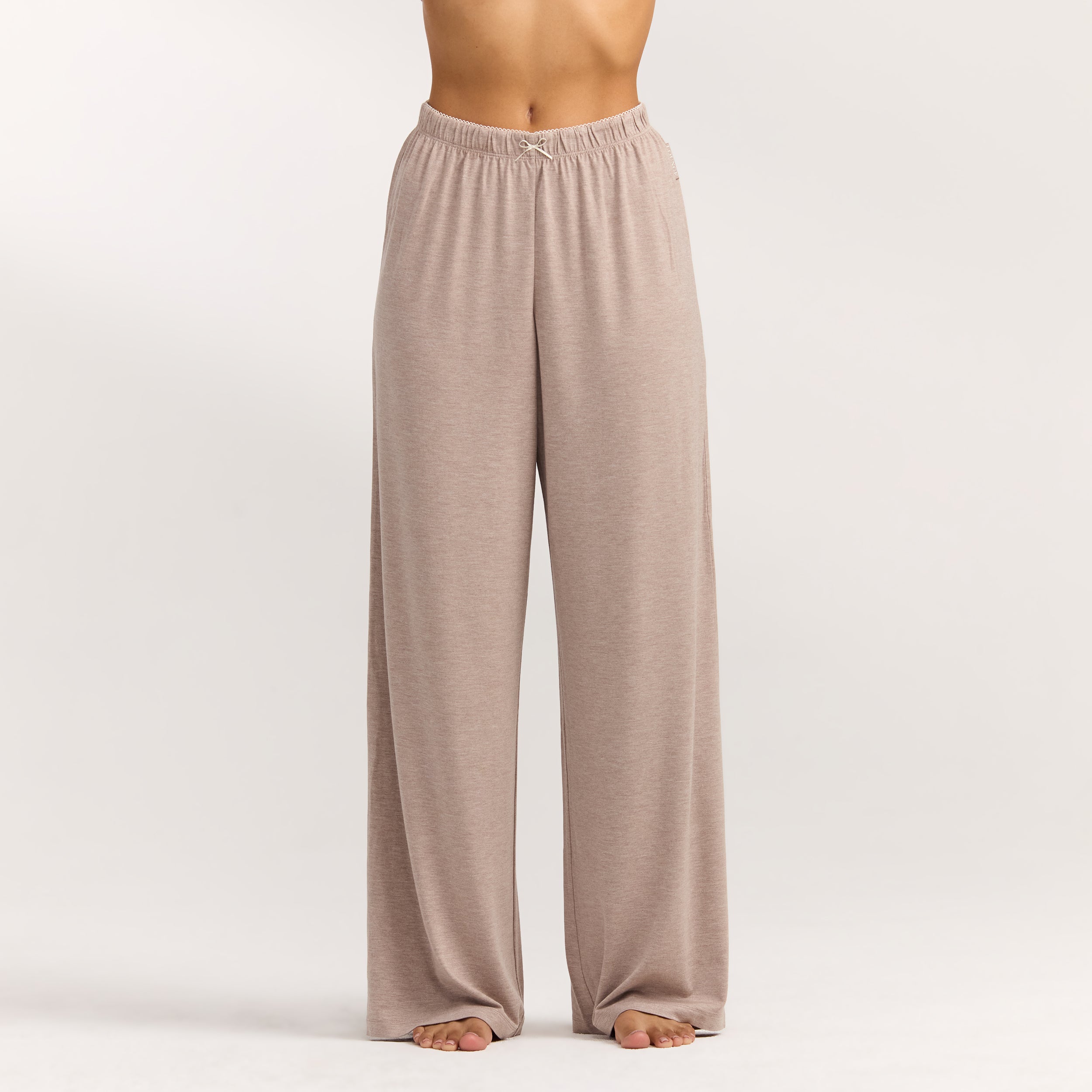 Modal Pyjamabukser med lige ben - Brun Marl