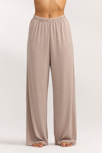 Modal Pyjamabukser med lige ben - Brun Marl