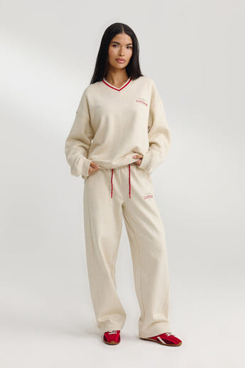 V-Neck Trøje - Havregryn Marl