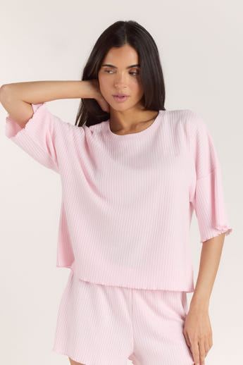 Soft Waffle Pyjamatop - Pink