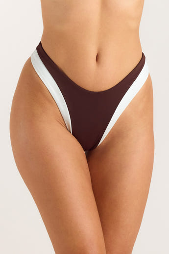 Monaco High-Leg Bikini Thong - Chokolade alternate