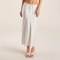 Satin Maxi Skirt - Råhvid