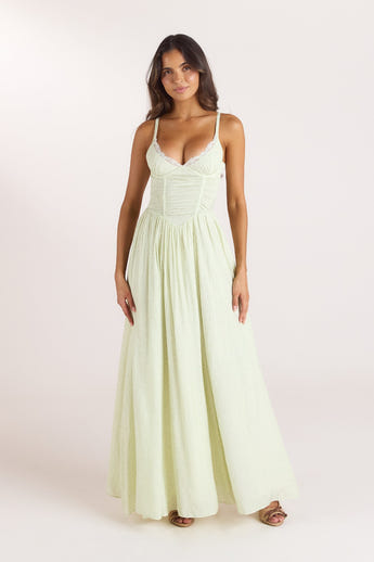 Wired Plunge Maxi-kjole - Blomstret Creme