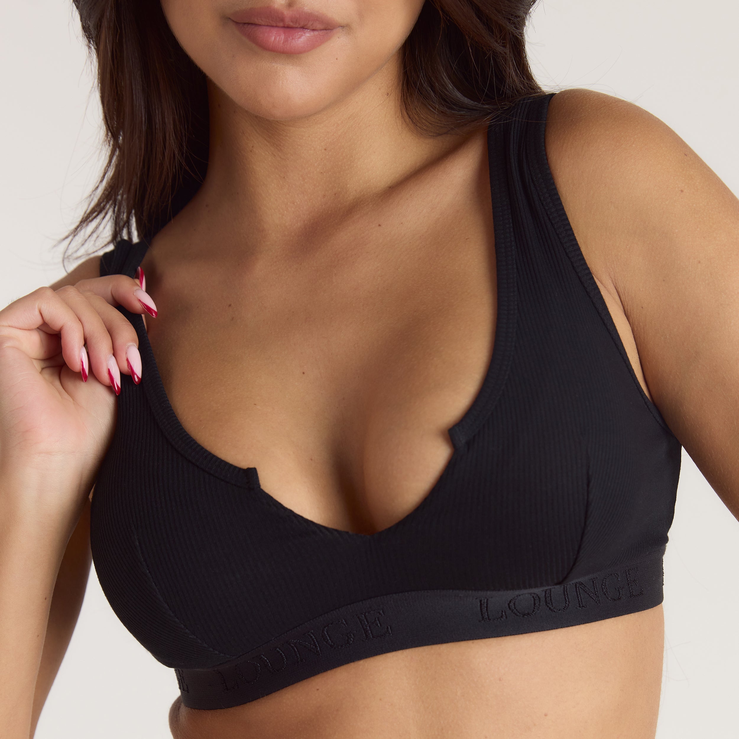 Soft Ribbed Push-Up Bralette - Sort