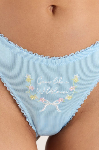 Grow Like a Wildflower Thong - Blå