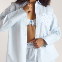 Bloom & Stripe Pyjamaskjorte - Blå