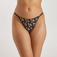 Strappy Pointelle Brazilian Trusser - Brun Blomsterprint