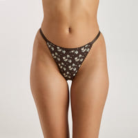 Strappy Pointelle Thong - Brun Blomsterprint