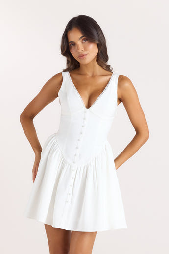 Plunge Mini-kjole - Creme