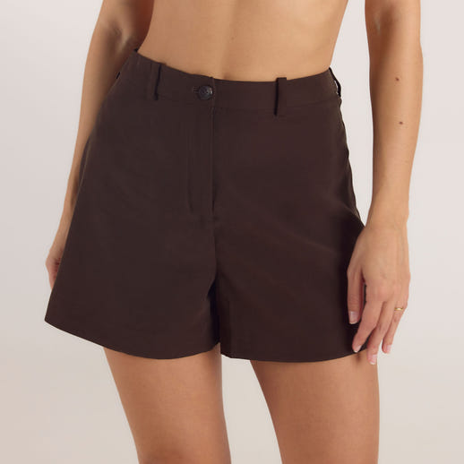 Højtaljede Tailored Shorts - Chokolade