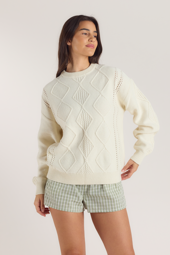 Kabelstrikket Jumper - Creme