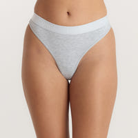 Soft Ribbed Thong - Grå Marl