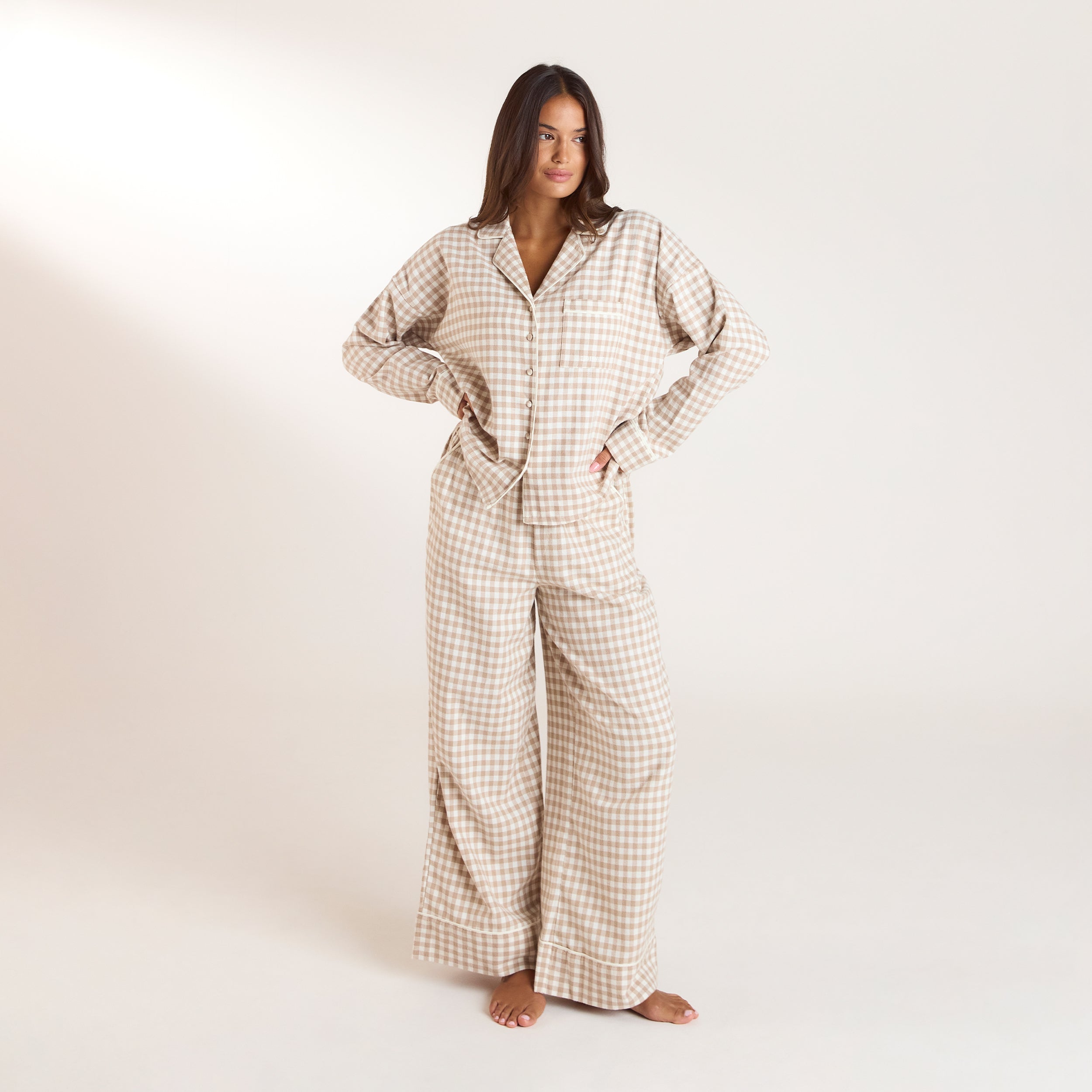 Gingham Pyjama Bukser - Beige alternate