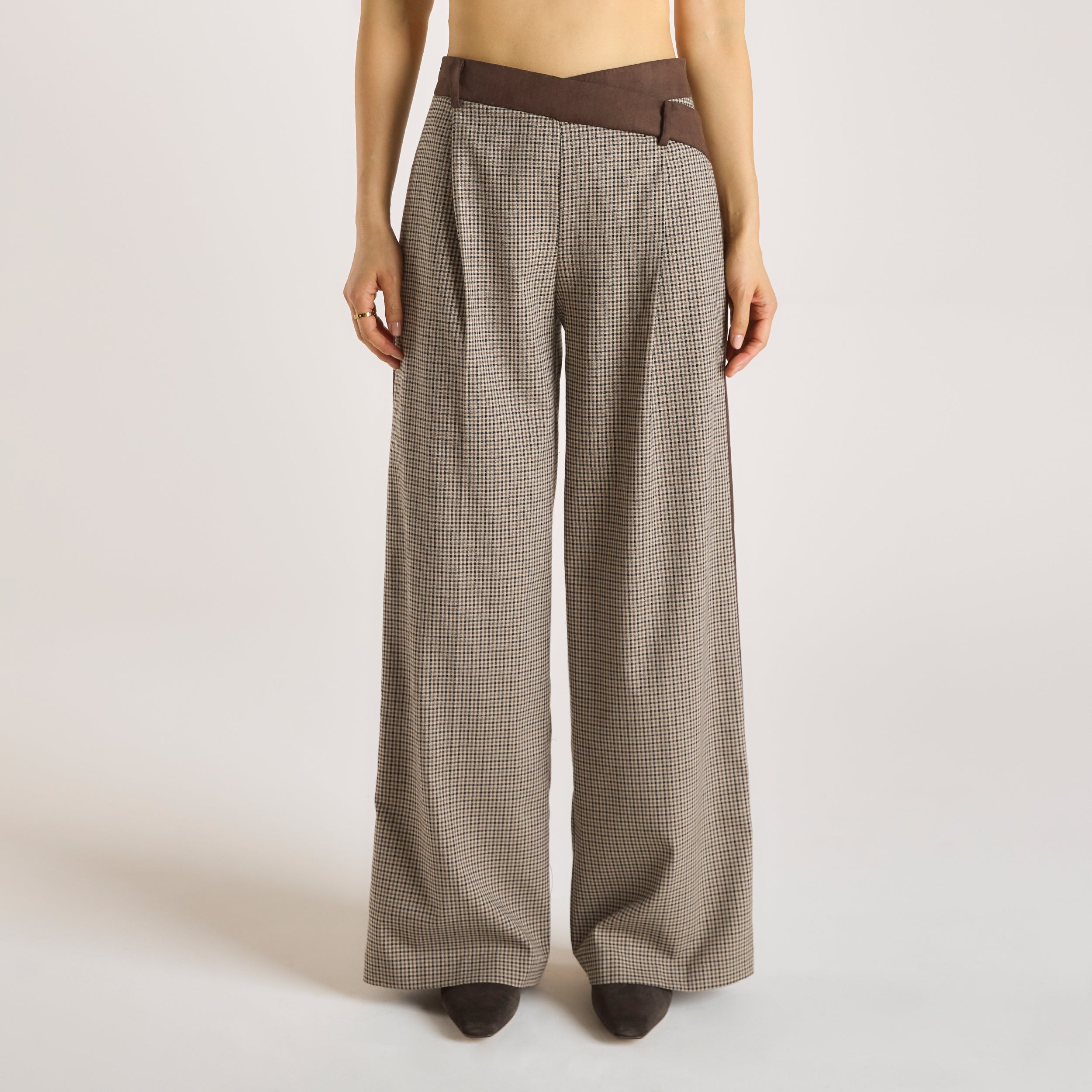 Houndstooth-bukser - Brun