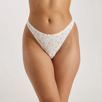 Pointelle Thong - Elfenben Blomsterprint