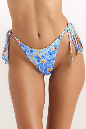 Mosaic Bikini Thong - Blå Print
