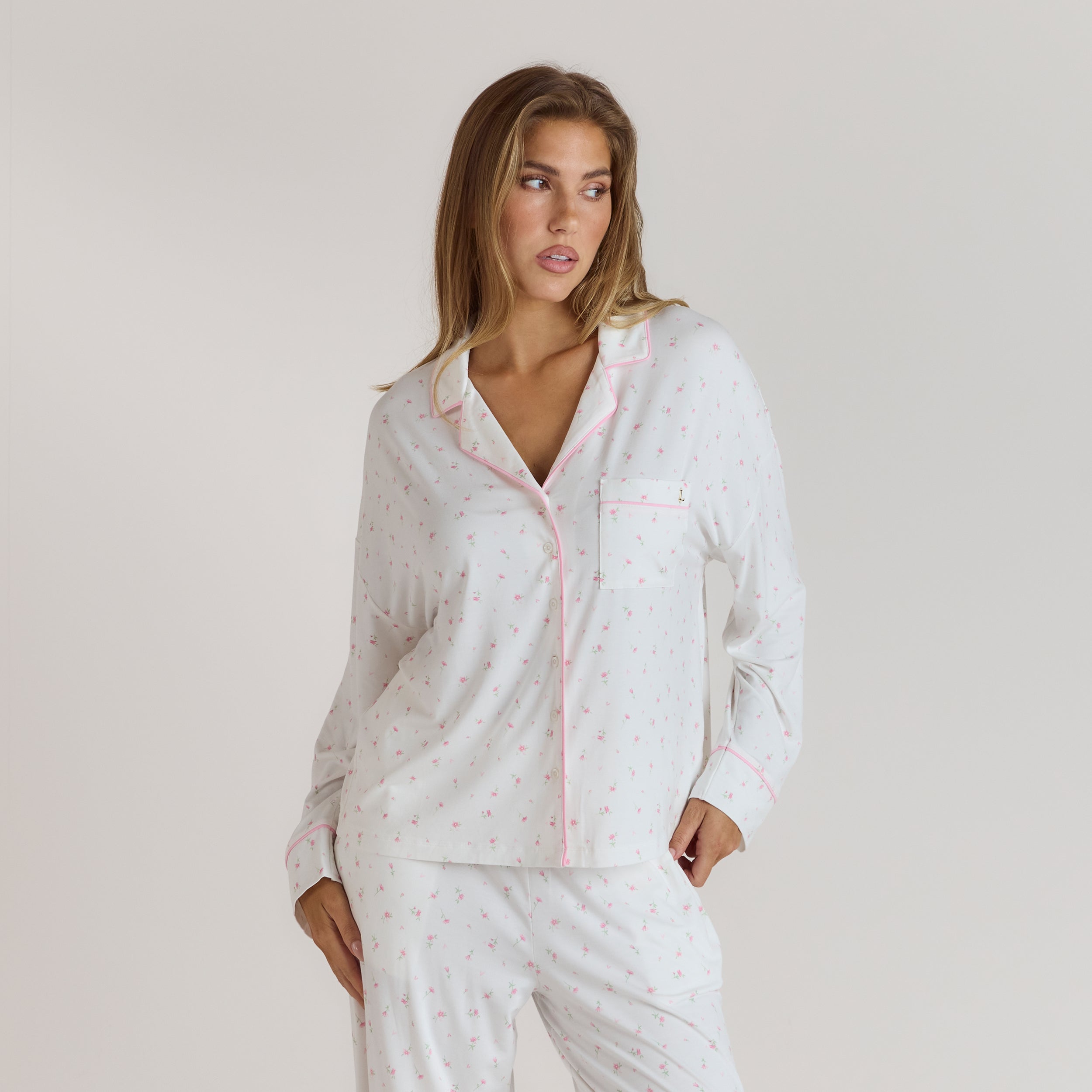 Modal Pyjama Skjorte - Blomsterprint
