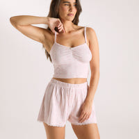 Pointelle Cami Pyjamatop - Blomstret Pink