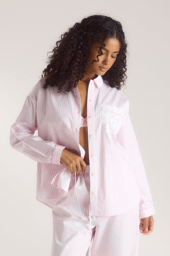 Bloom & Stripe Pyjamaskjorte - Pink