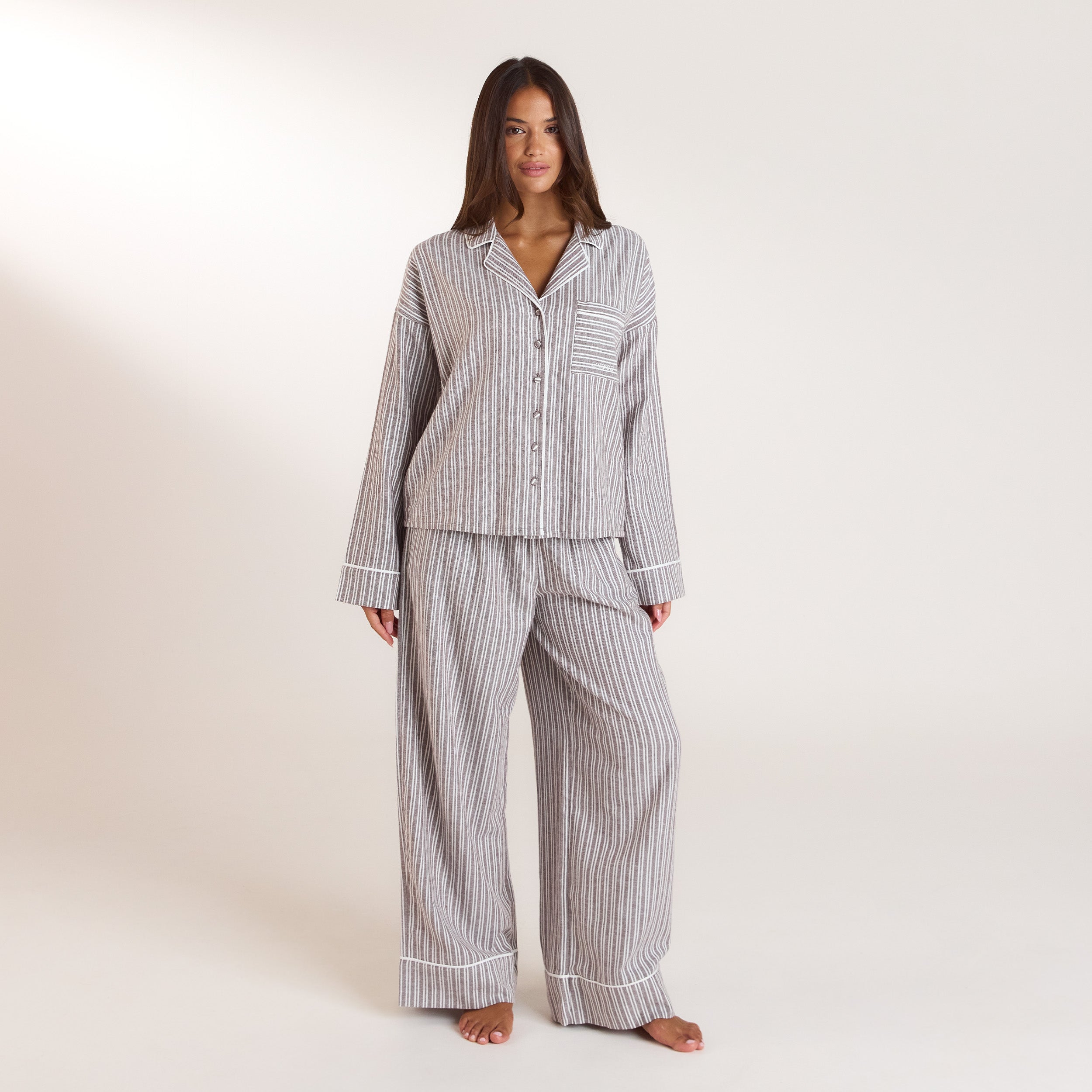 Stripe Pyjama Bukser - Chokolade alternate