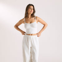 Pointelle Cami Pyjamatop - Creme