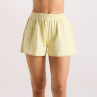 Pointelle Pyjama Shorts - Smørblomst Gul