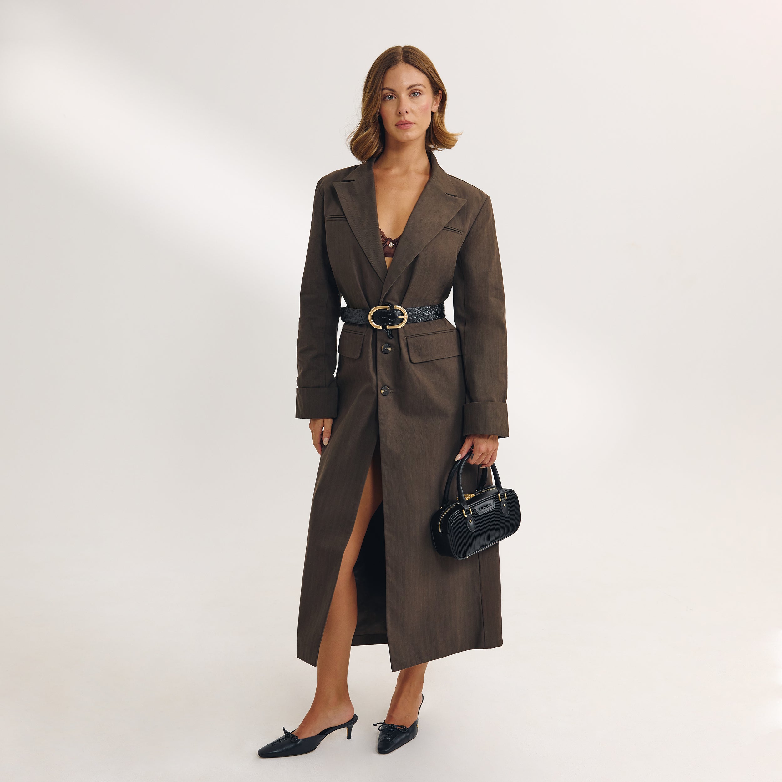 Oversized lang blazer | Oversized lang blazer - Mørkebrun