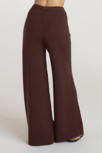 Strikket bukser med ribkant - Chokolade alternate