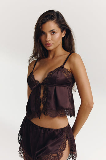 Cami Pyjamatop i Satin - Chokolade alternate