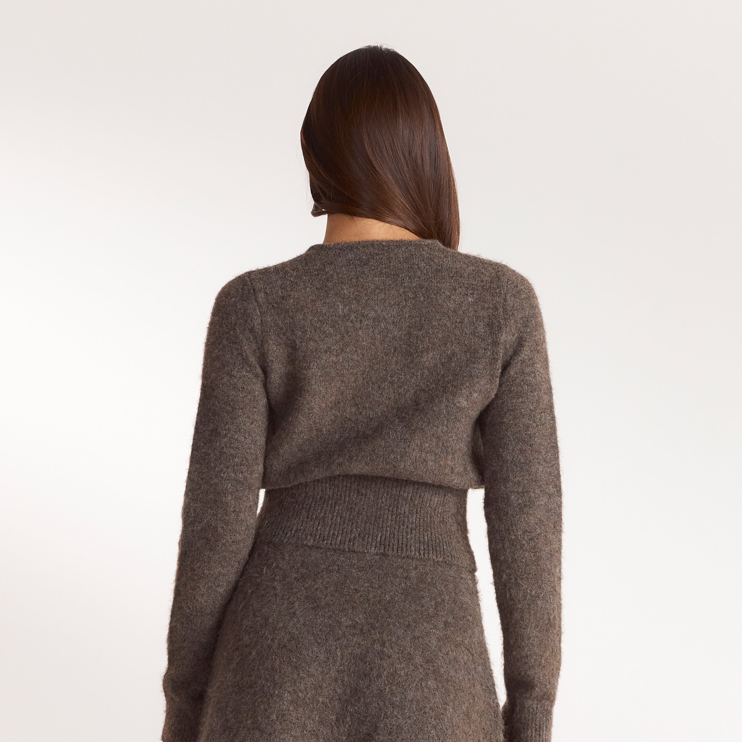 Fitted cardigan i strik - Askebrun alternate