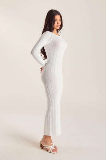 Strikket Maxikjole - Råhvid alternate