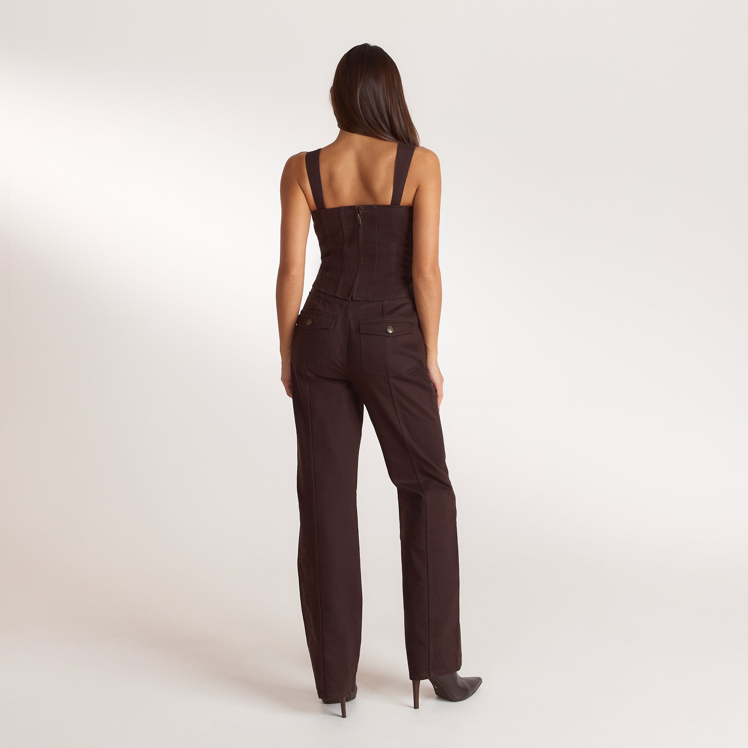 Denim korsettop | Denim korsettop - Chokolade