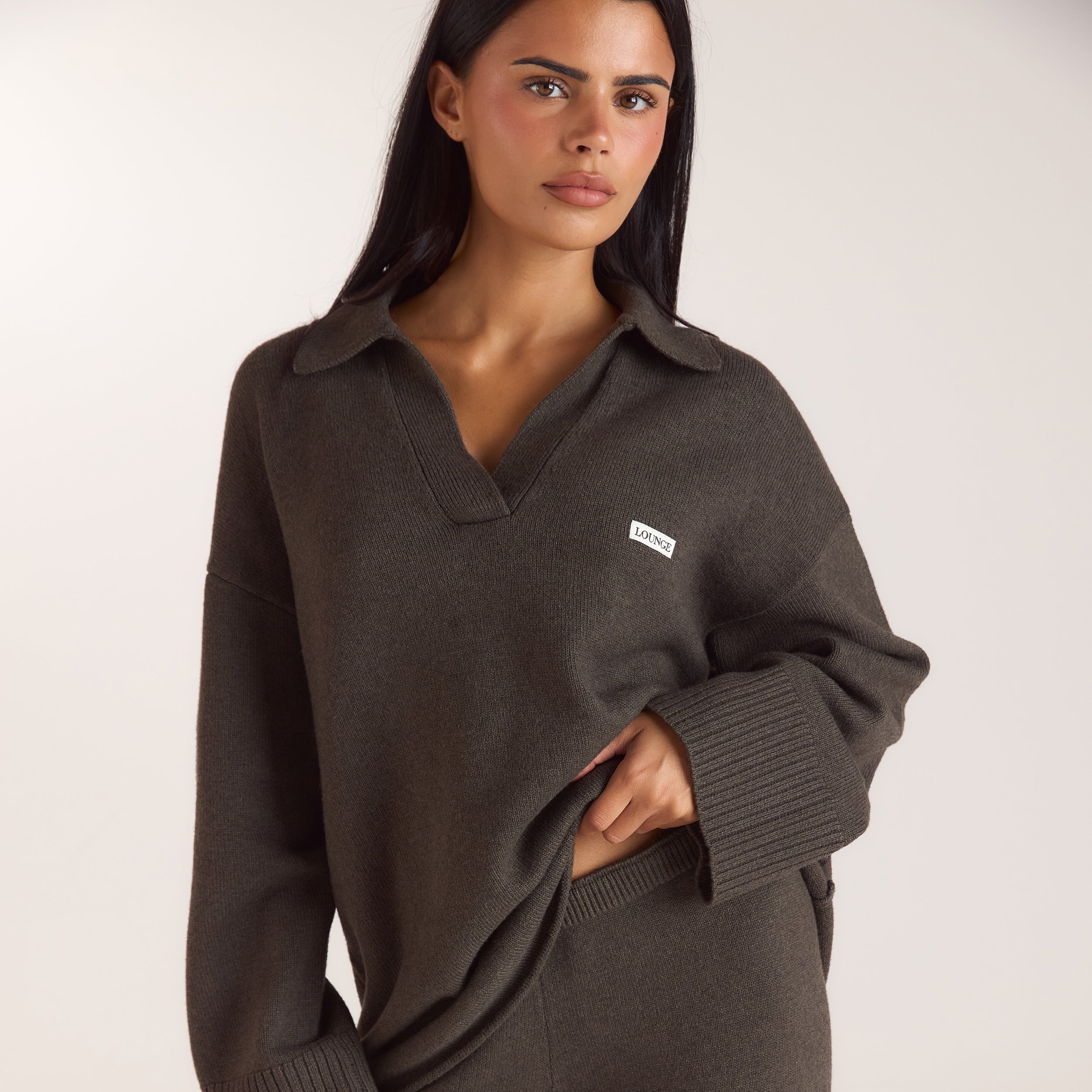 Strikket jumper med lynlås i halsen | Strikket jumper med lynlås i halsen - Mos