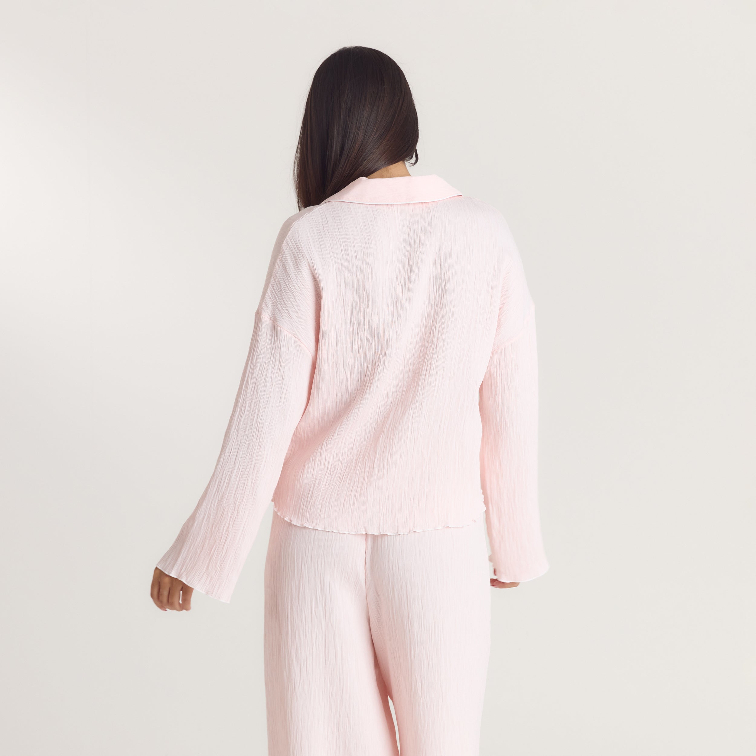 Crinkle Pyjamasskjorte | Crinkle Pyjamasskjorte - Pink