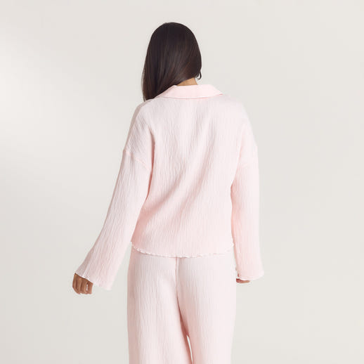 Crinkle Pyjamasskjorte - Pink alternate