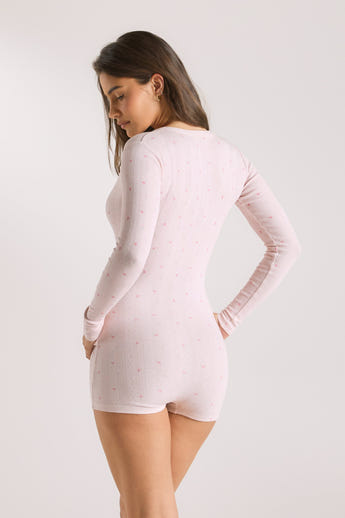 Pointelle Romper - Blomstret Pink alternate