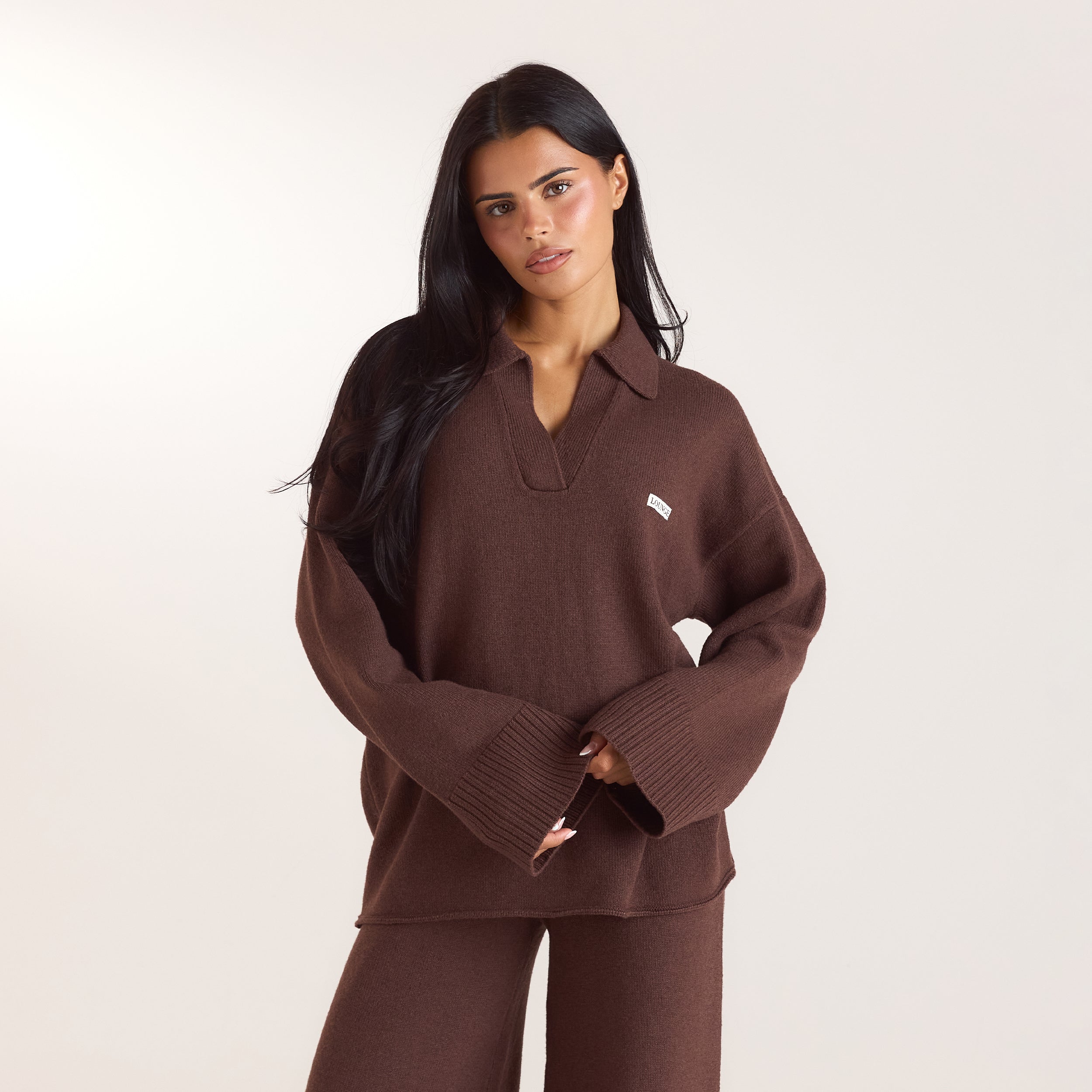 Strikket jumper med lynlås i halsen | Strikket jumper med lynlås i halsen - Chokolade