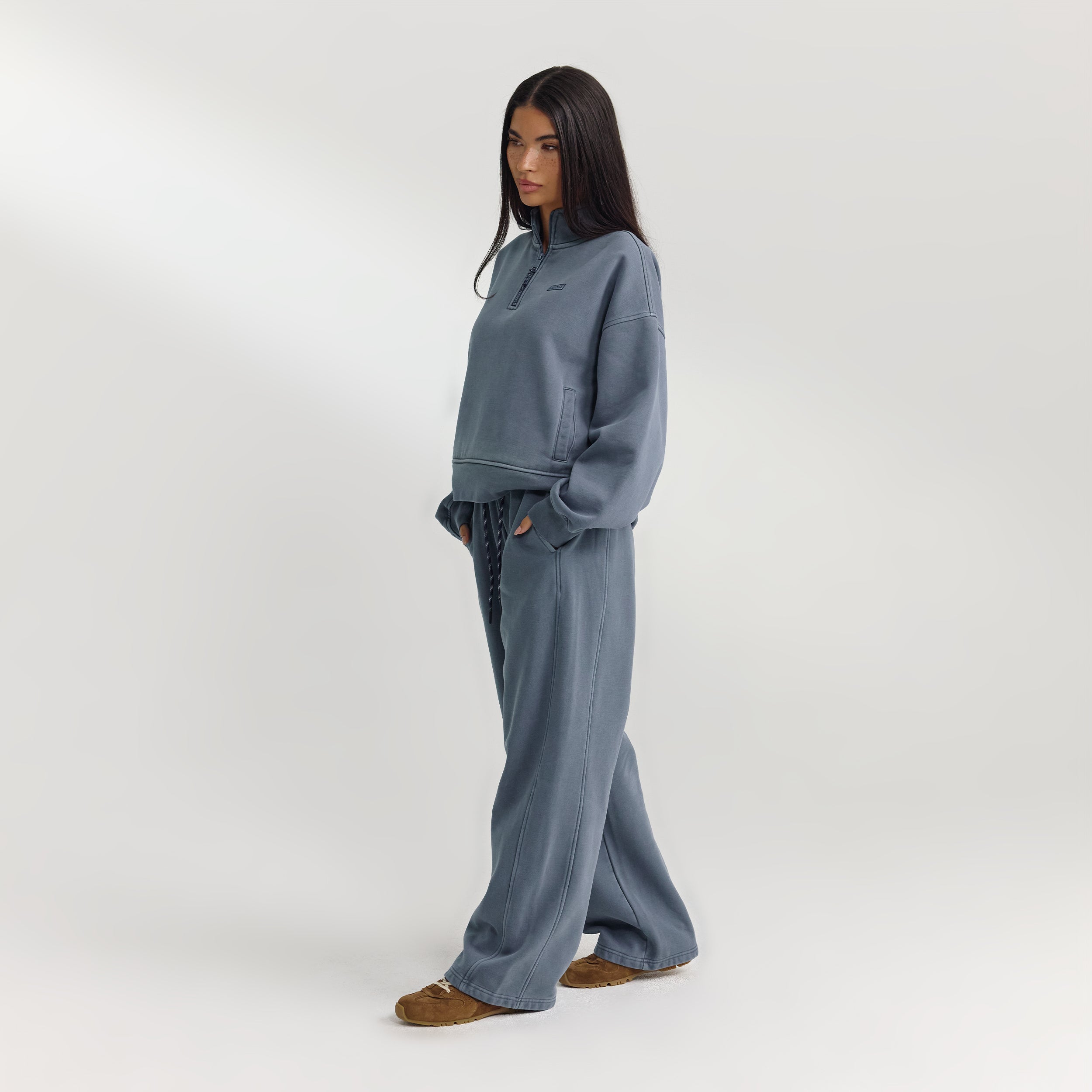 Trøje med Kvart Lynlås | Trøje med Kvart Lynlås - Vasket Blå