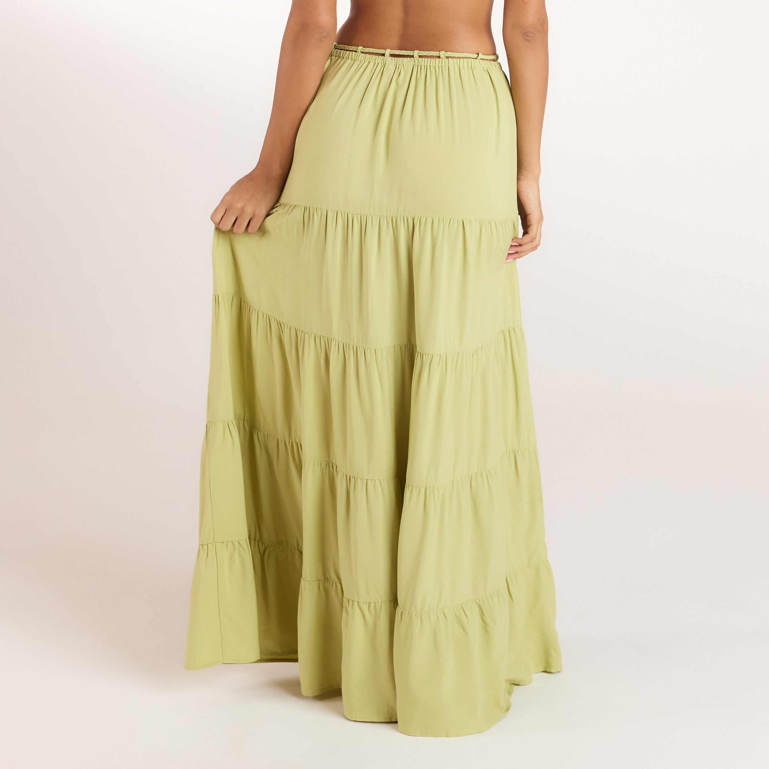 Bralette og Maxinederdel | Bralette (sæt) - Vasket Limegrøn