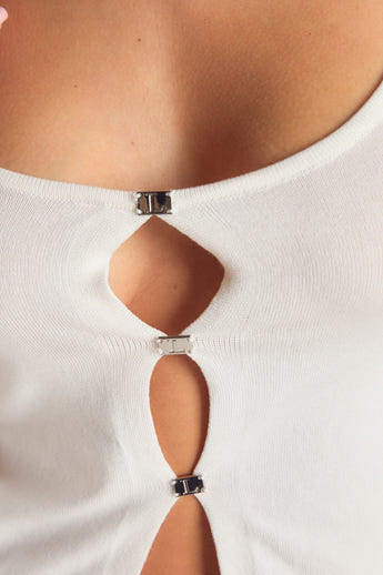 Strikket Cami-top - Råhvid alternate