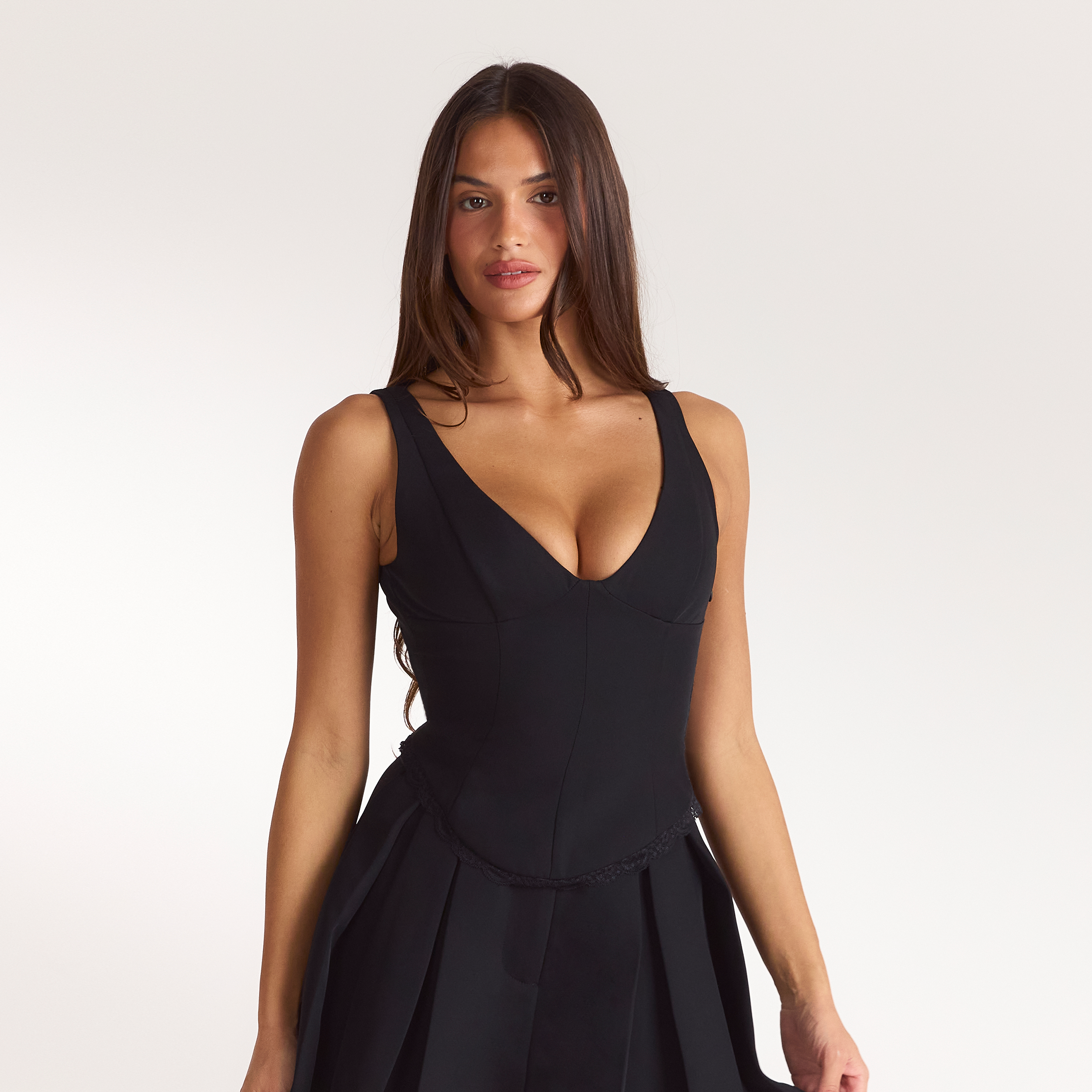 Fitted top med v-hals | Fitted top med v-hals - Sort