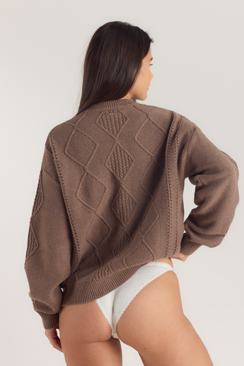 Kabelstrikket Jumper - Brun alternate