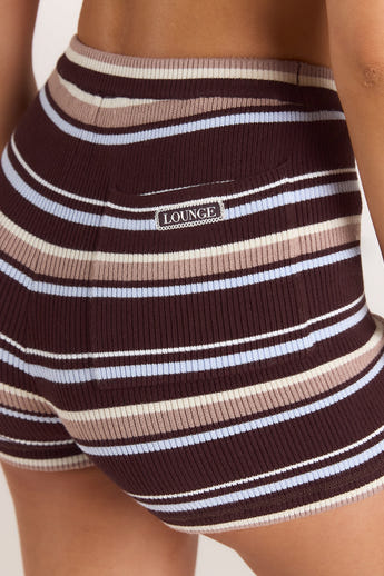 Strikket Shorts - Brown Stripe alternate