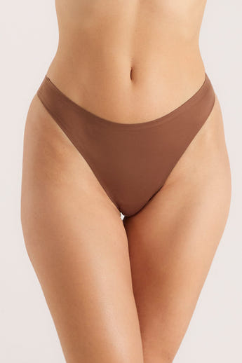 Seamless Bonded Thongs (3-pakke) - Kastanjefarvet alternate