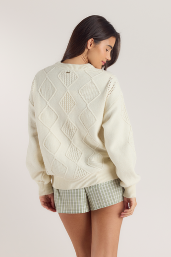 Kabelstrikket Jumper - Creme alternate