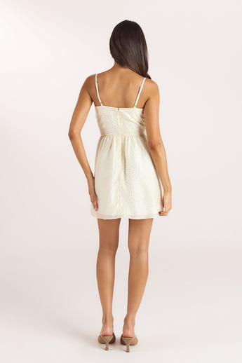 Mini-kjole med wrap-detaljer - Blomstret Creme alternate