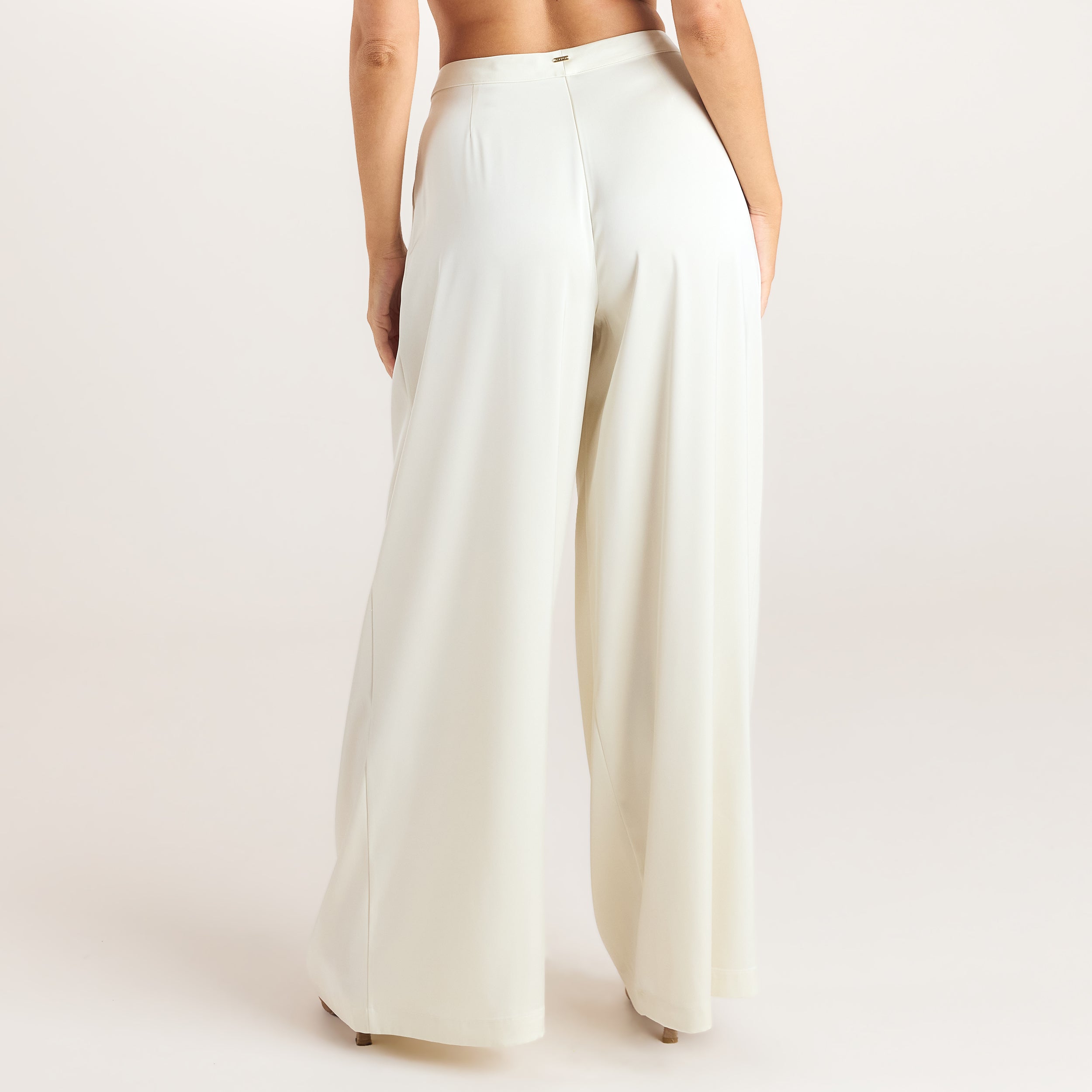 Satin Pleated Bukser | Satin Pleated Bukser - Creme